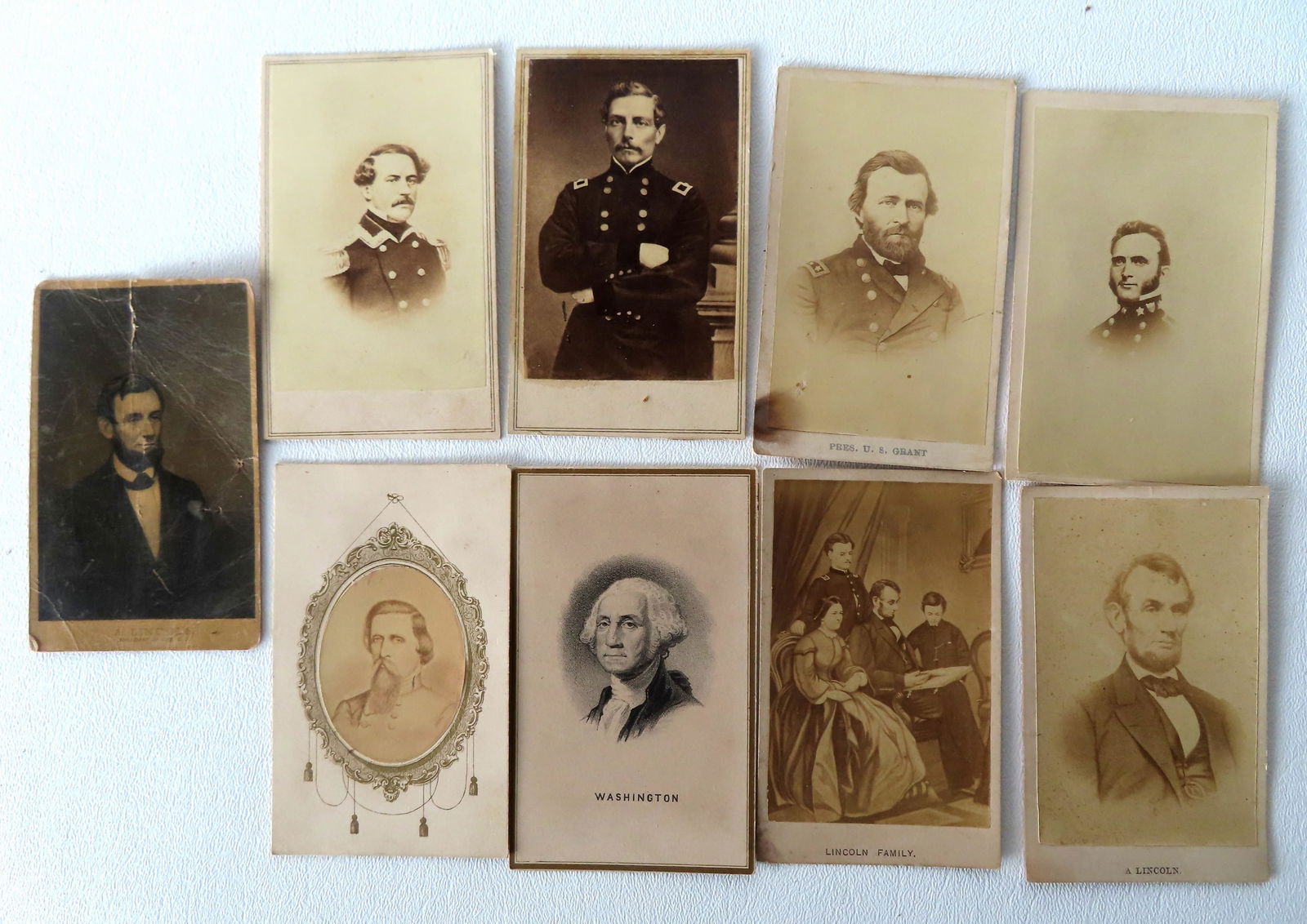 Grouping of 9 military and presidential CDV's including: Gen. U.S. Grant, Capt L.H. Lewis (possibly (1 of 12)