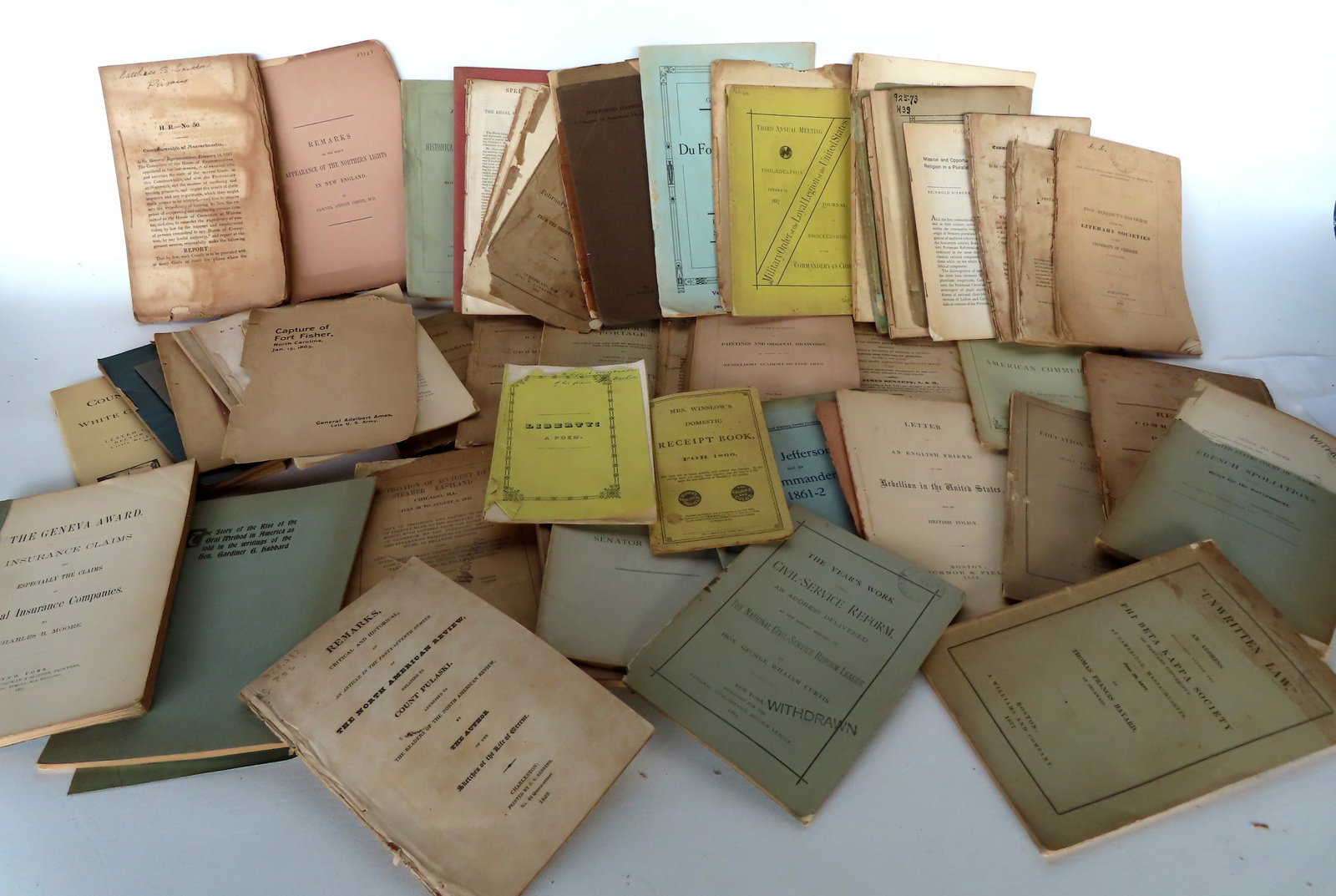 A large grouping of early booklets, some of historical importance, including: "LIBERTY: A Poem: A large grouping of early booklets, some of historical importance, including: "LIBERTY: A Poem Delivered Before The Washington Lyceum, at the Celebration of the Anniversary Of The Birth Day of Washing