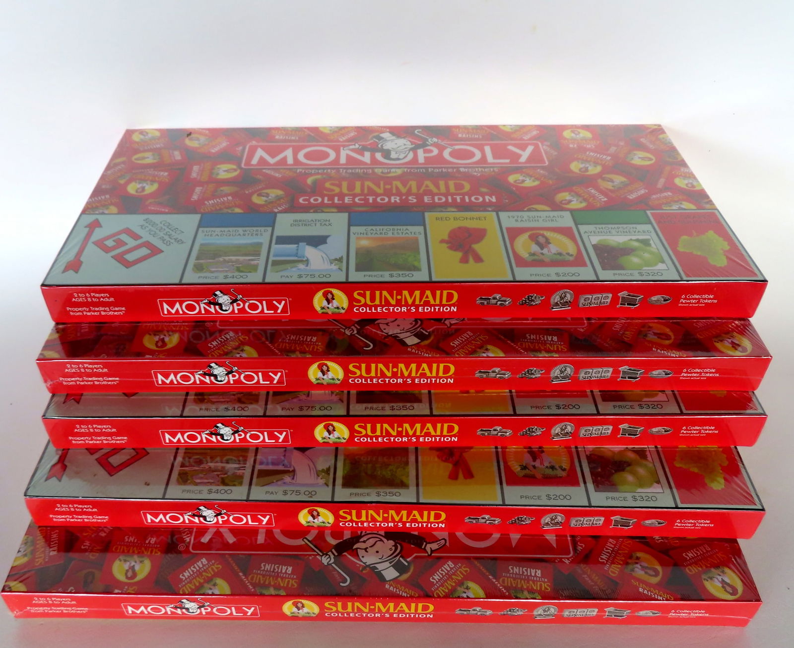 Five unused Monopoly Sun-Maid Collector Edition game with Norman Rockwell squares. (1 of 8)