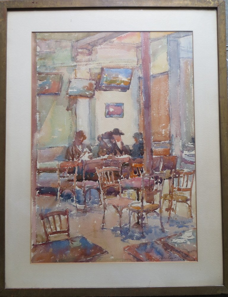 L. Wolchonok - W/C of interior of a Cafe signed Lo: L. Wolchonok - W/C of interior of a Cafe signed Louis Wolchonok 1924 (Louis Wolchonok, NY 1898-1973). 14" x 18.5"