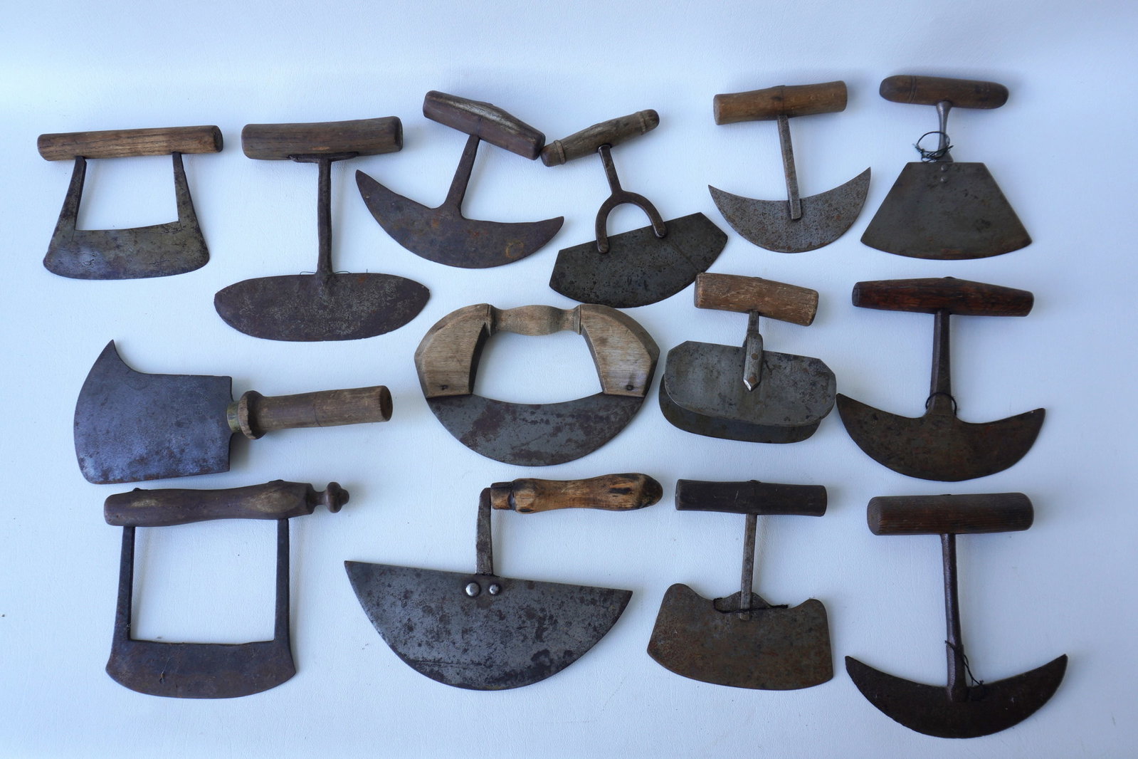 A collection of 15 food choppers, early to late 19th century. One signed "Jenkins & Tongue / Philada: A collection of 15 food choppers, early to late 19th century. One signed "Jenkins & Tongue / Philada / Patent 1868". Most in very good condition. The largest, the cleaver, measures 11"L x 5"H. Provena