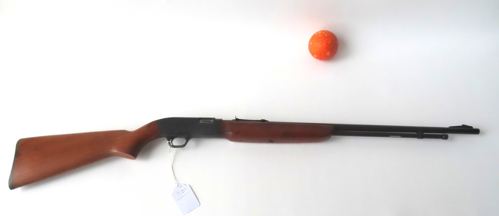 J.C. Higgins Model 28, 22 long rifle, semi-automatic. Some surface rust and loss of bluing but: J.C. Higgins Model 28, 22 long rifle, semi-automatic. Some surface rust and loss of bluing but overall good condition. Total size 41 1/4". Note: This firearm is subject to a NY State background check 