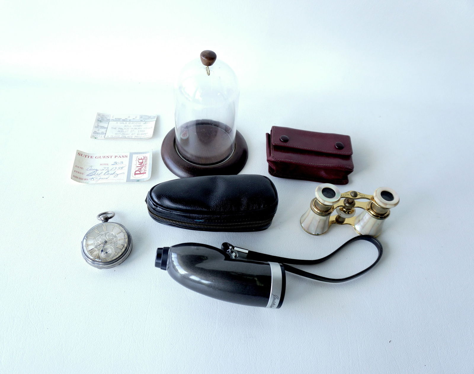 Three vintage collectibles including: A sterling silver key wind pocket watch with engraved dial: Three vintage collectibles including: A sterling silver key wind pocket watch with engraved dial with gilded highlights, second hand, hallmarks on interior (see photos) - probably 19th century - no ke