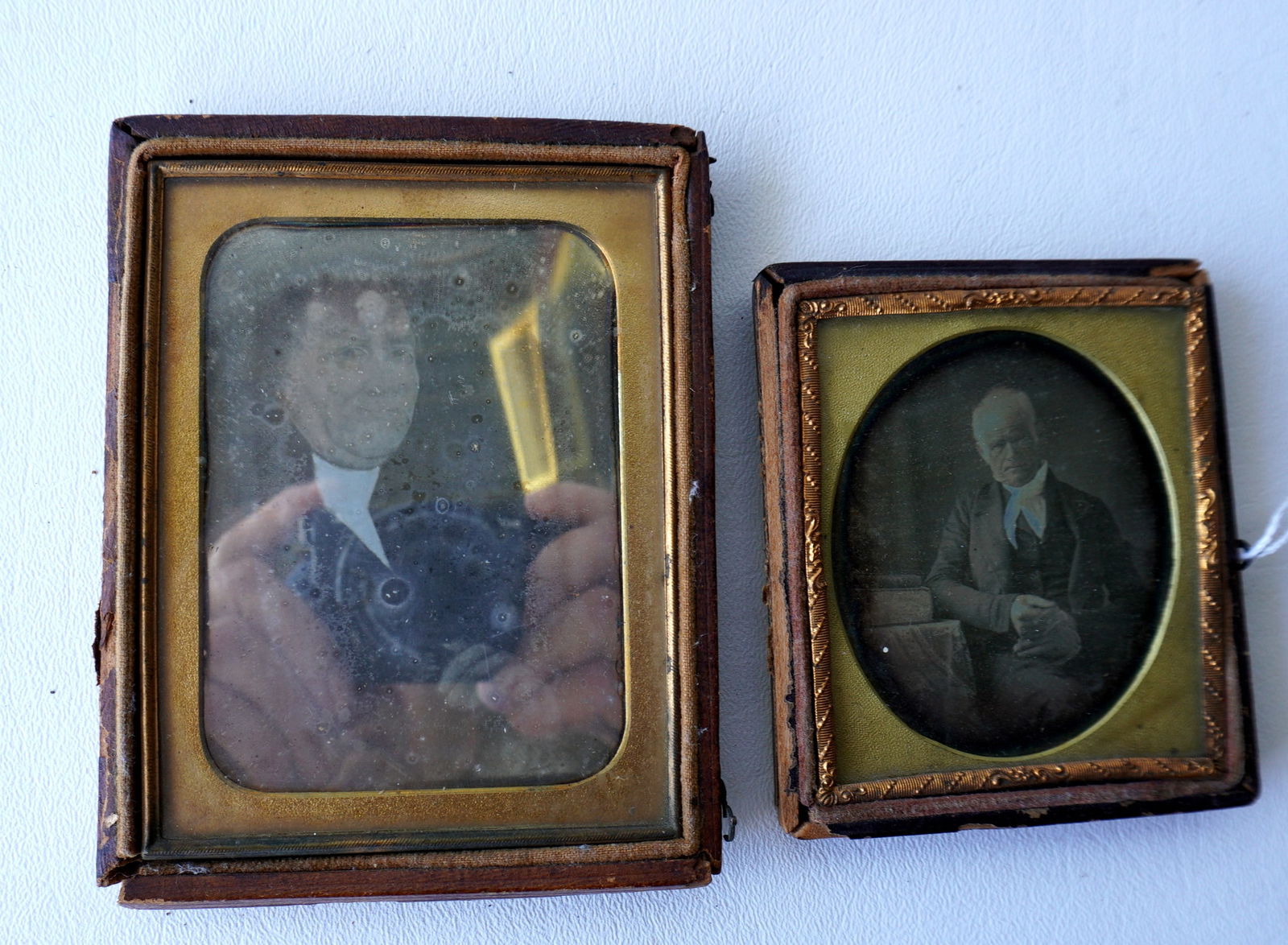 Two Easton CT historical Daguerreotypes, one of a painted portrait of the Reverend James Johnson: Two Easton CT historical Daguerreotypes, one of a painted portrait of the Reverend James Johnson (1734-1810), first minister of the Easton Congregational Church, and the other of an unknown gentleman
