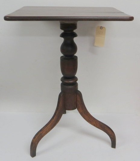 Cherry Hepplewhite candlestand with square top - 2: Cherry Hepplewhite candlestand with square top - 28.5"H.