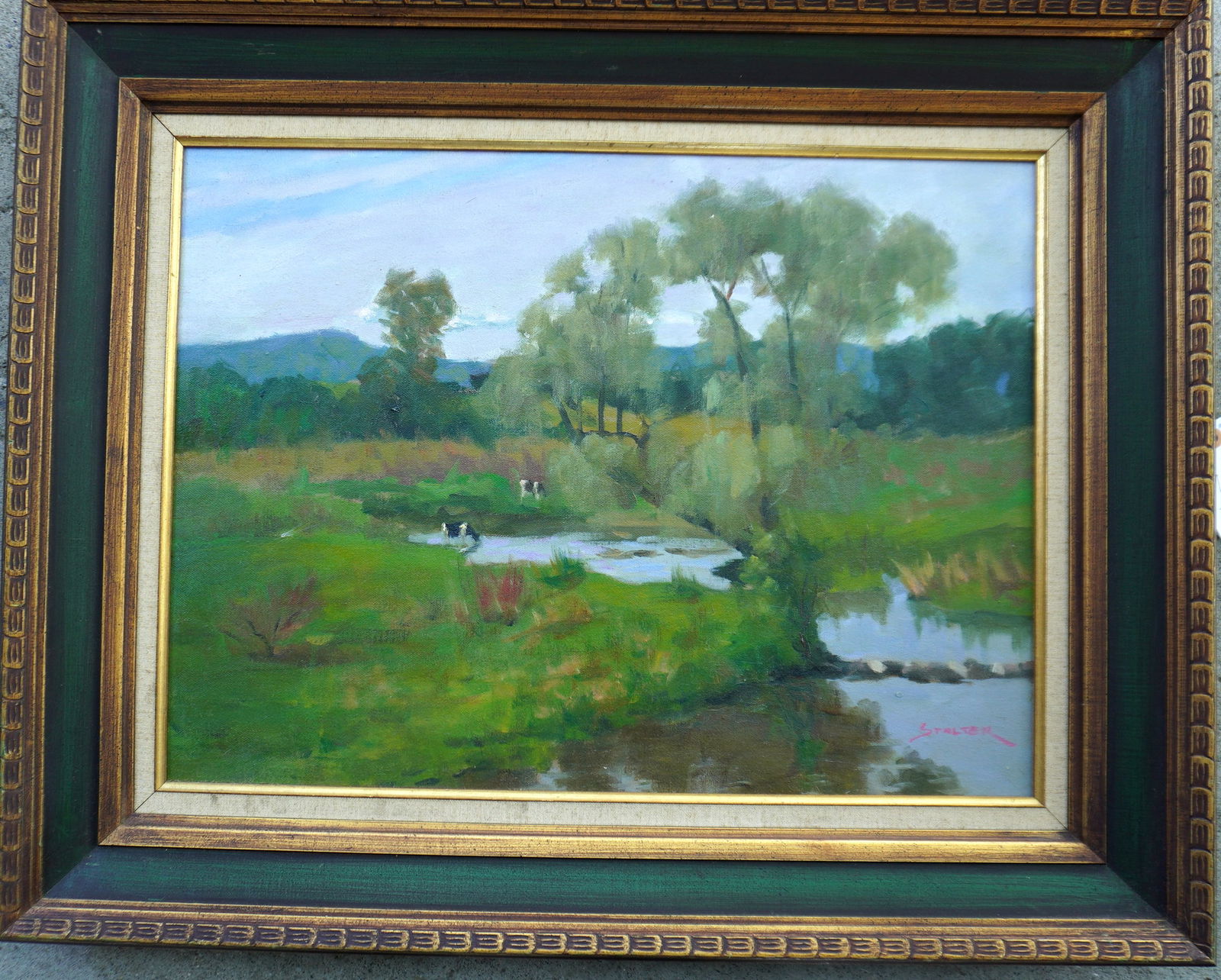 Richard Stalter (Born 1934) is active/lives in Connecticut, New York. O/C Country landscape cows (1 of 5)