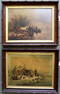 A pair of outstanding rustic 19th century American black walnut frames with gold insets, currently
