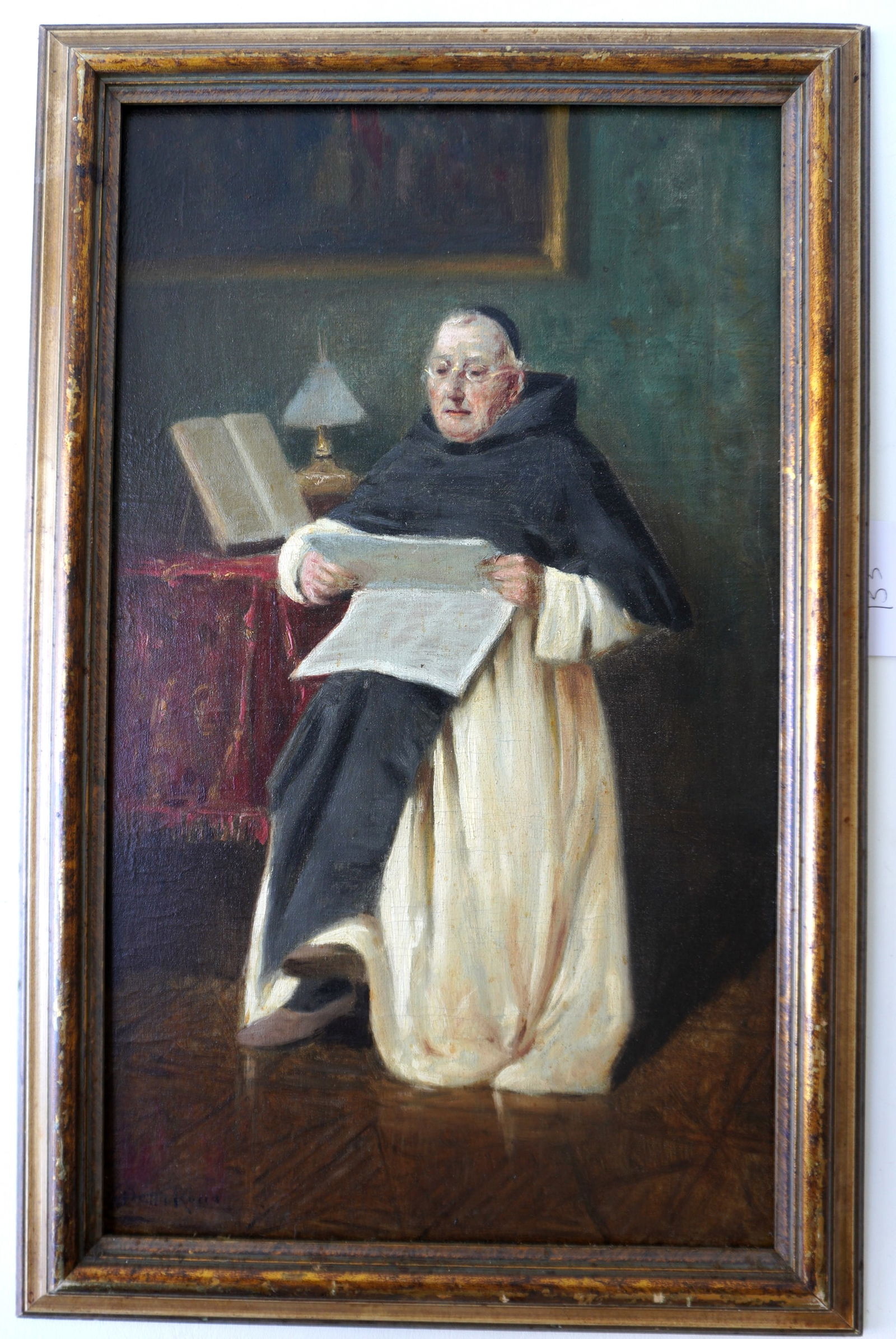 Portrait of monk reading document signed Della Rocca - probably Giovanni Della Rocca (1788 - 1858) (1 of 4)