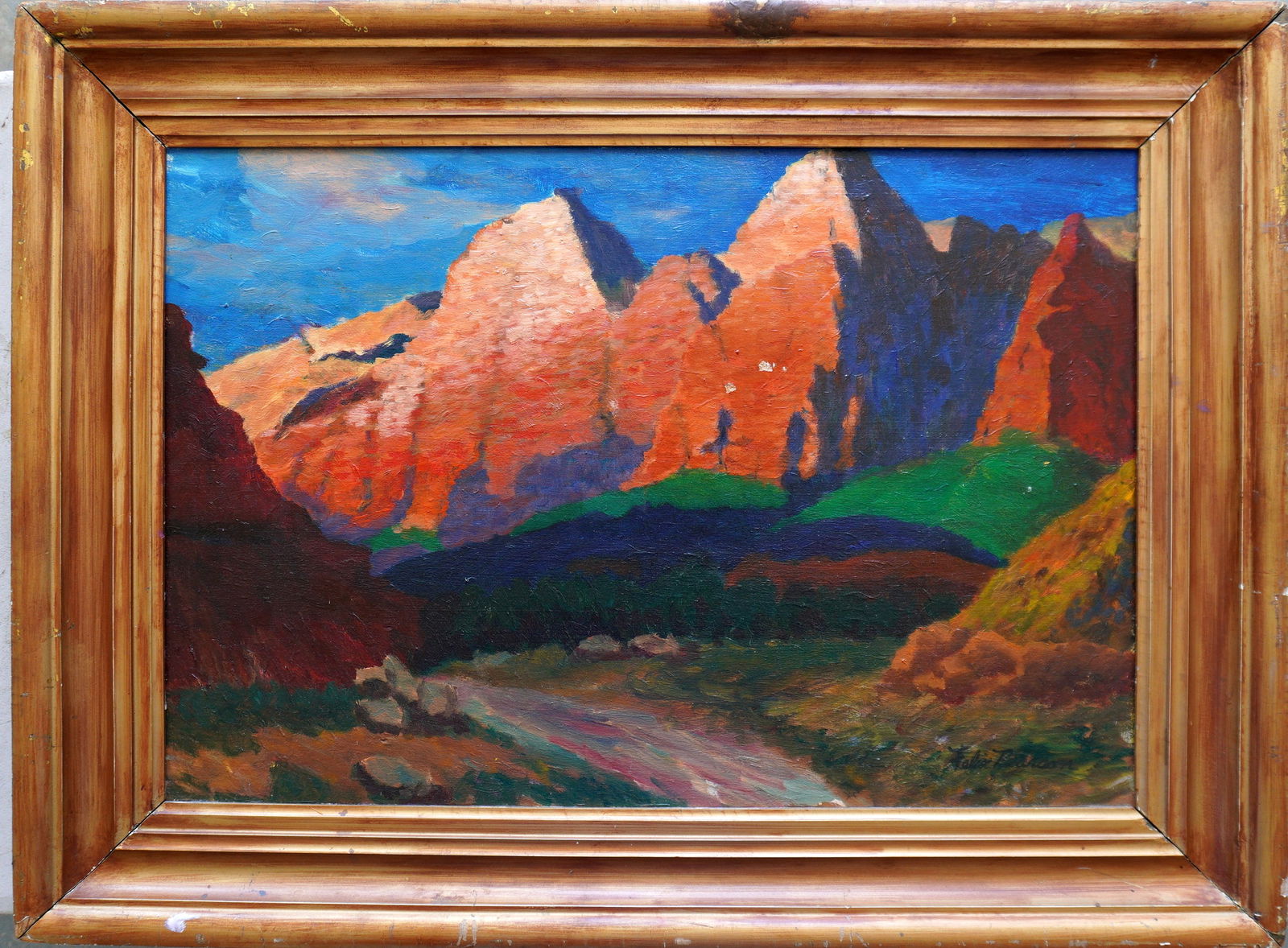 Oil on Masonite board, Western mountain landscape signed Felix Pearson, very good condition. Total (1 of 5)