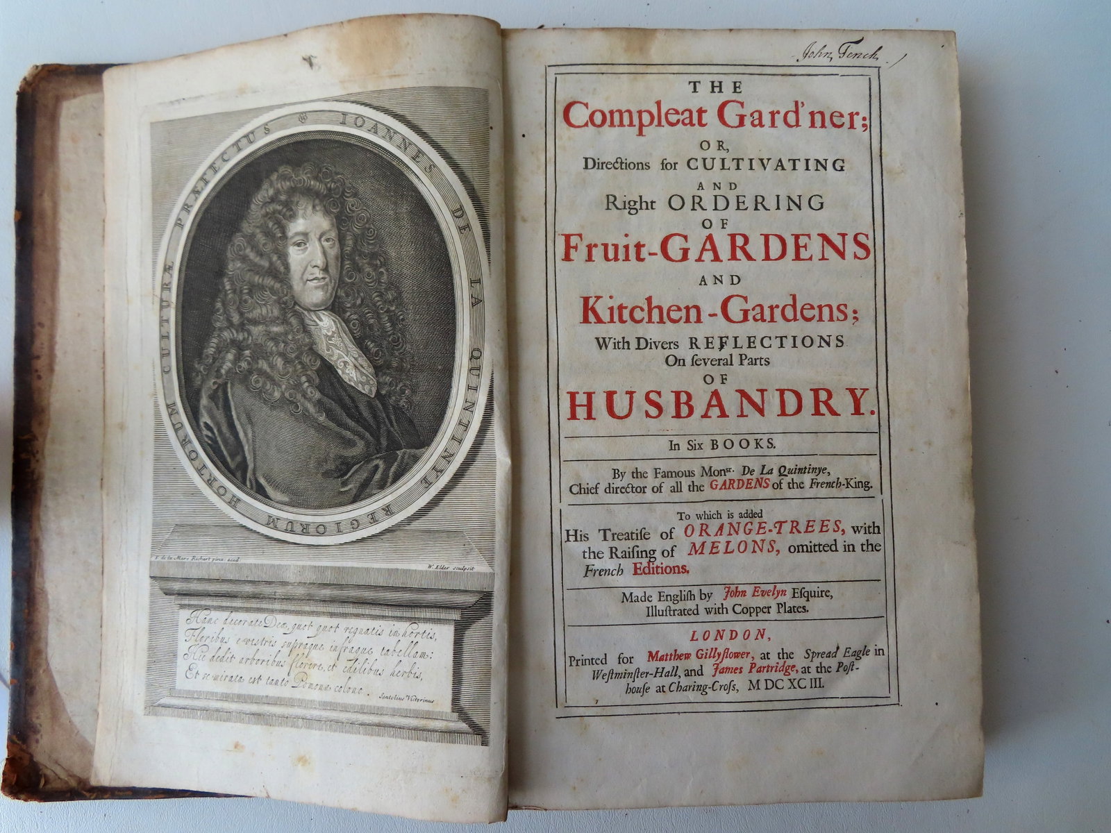 Book "The Compleat Gard'ner; Or Directions for Cultivating And Right Ordering Of Fruit-Gardens And: Book "The Compleat Gard'ner; Or Directions for Cultivating And Right Ordering Of Fruit-Gardens And Kitchen-Gardens; With Divers Reflections On Several Parts Of Husbandry."; by Jean de La Quintinye, 16