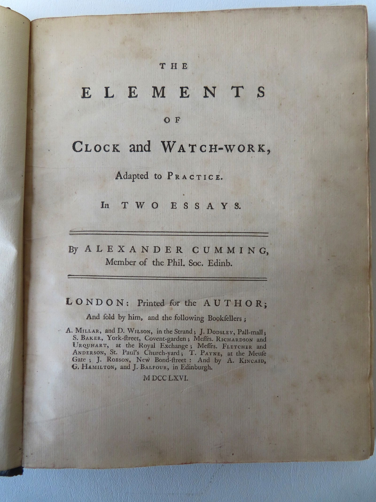 Clock book "The Elements Of Clock and Watch-Work, Adapted to Practice." by Alexander Cumming, (1 of 5)