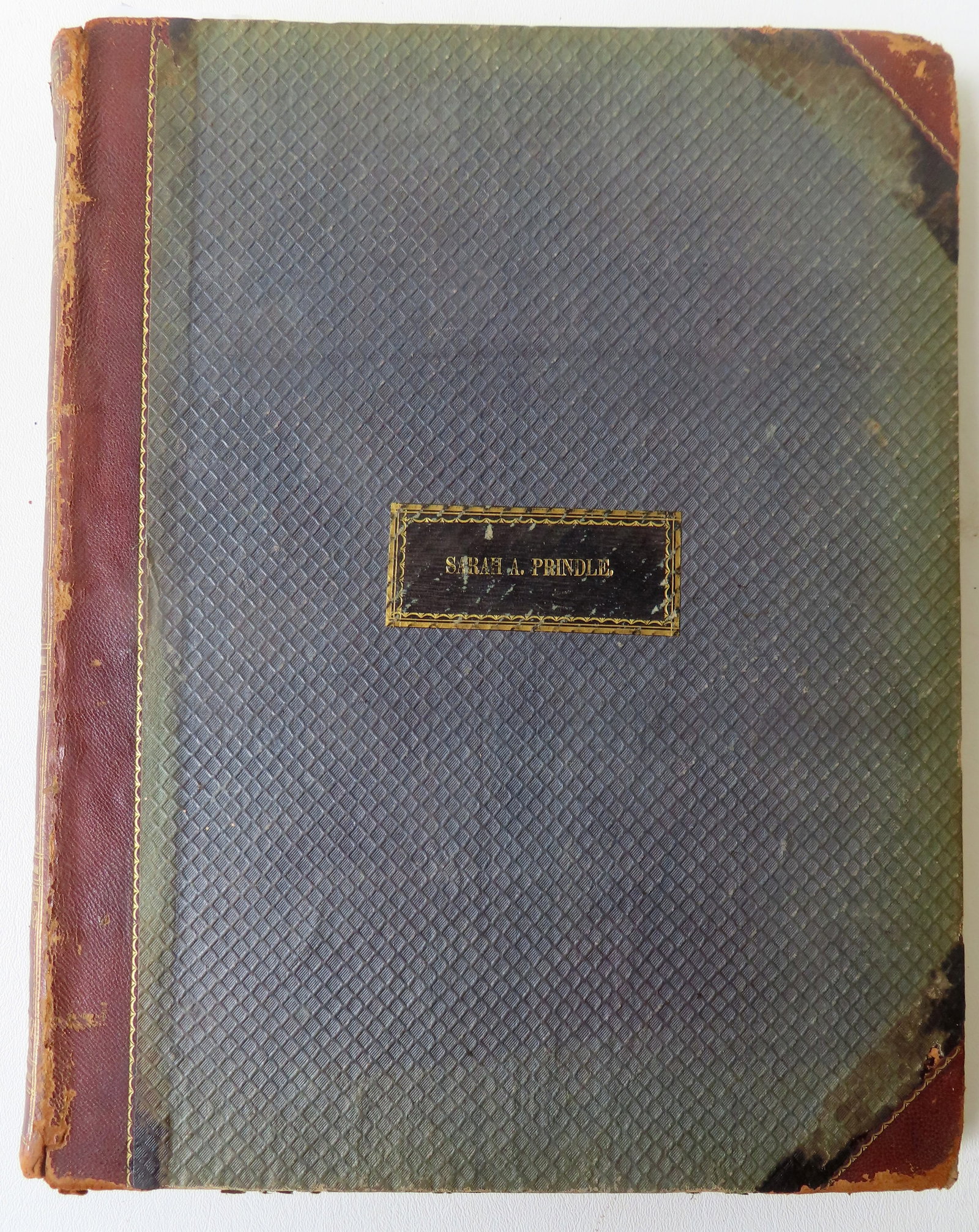 An early Song book belonging to "Sarah A. Prindle" and titled "Midnight Rhymes, or Tis Merry When: An early Song book belonging to "Sarah A. Prindle" and titled "Midnight Rhymes, or Tis Merry When The Stars Are Bright" - words by Barry Cornwall and composed by Francis H. Brown, and published in Bos