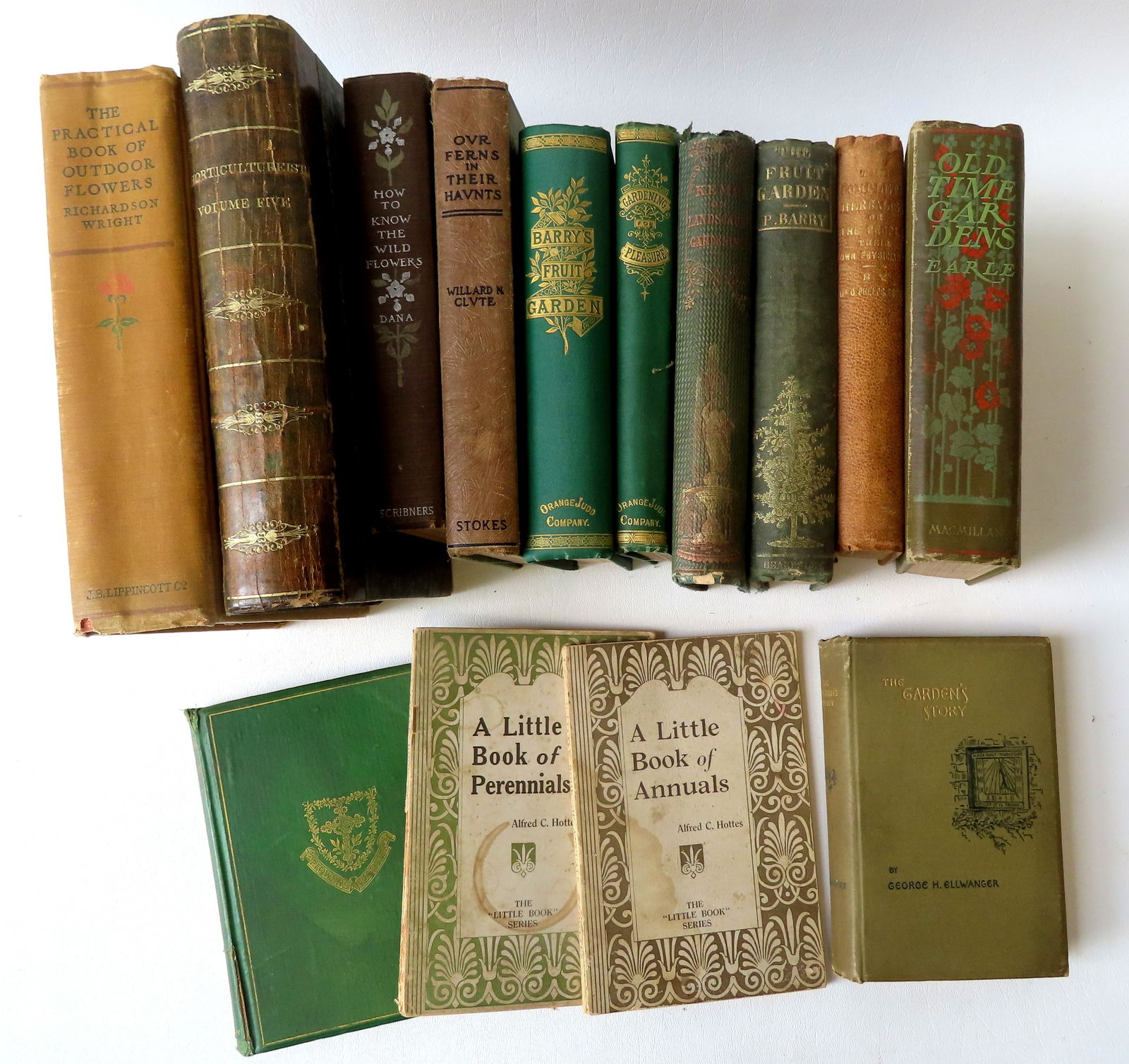 Grouping of 15 garden related books including flowers, ferns, fruit, wild flowers, etc. Most 19th (1 of 19)