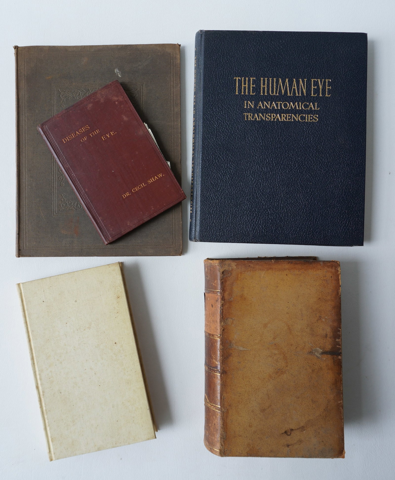 Grouping of 5 medical books related to the eyes. Includes: "A Treatise On The Diseases Of The Eye.": Grouping of 5 medical books related to the eyes. Includes: "A Treatise On The Diseases Of The Eye." by W. Lawrence, F.R.S., New Edition edited with 253 illustrations by Isaac Hays, M.D. and published 