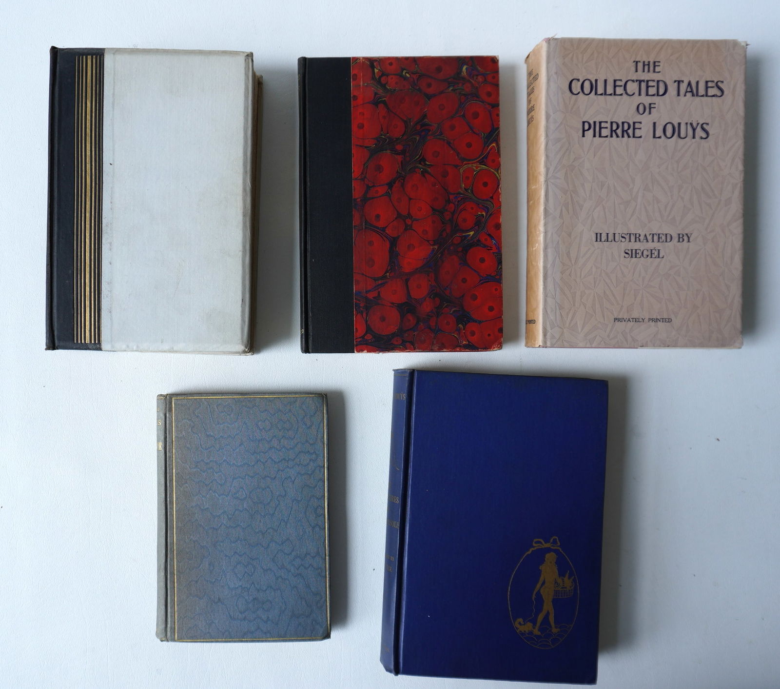 Five books by Pierre Louys most with erotic illustrations, including "Aphrodite" 1906, "The: Five books by Pierre Louys most with erotic illustrations, including "Aphrodite" 1906, "The Adventures Of King Pausole illustrated by Clara Tice, printed for The Pierre Louys Society 1926 - limited ed