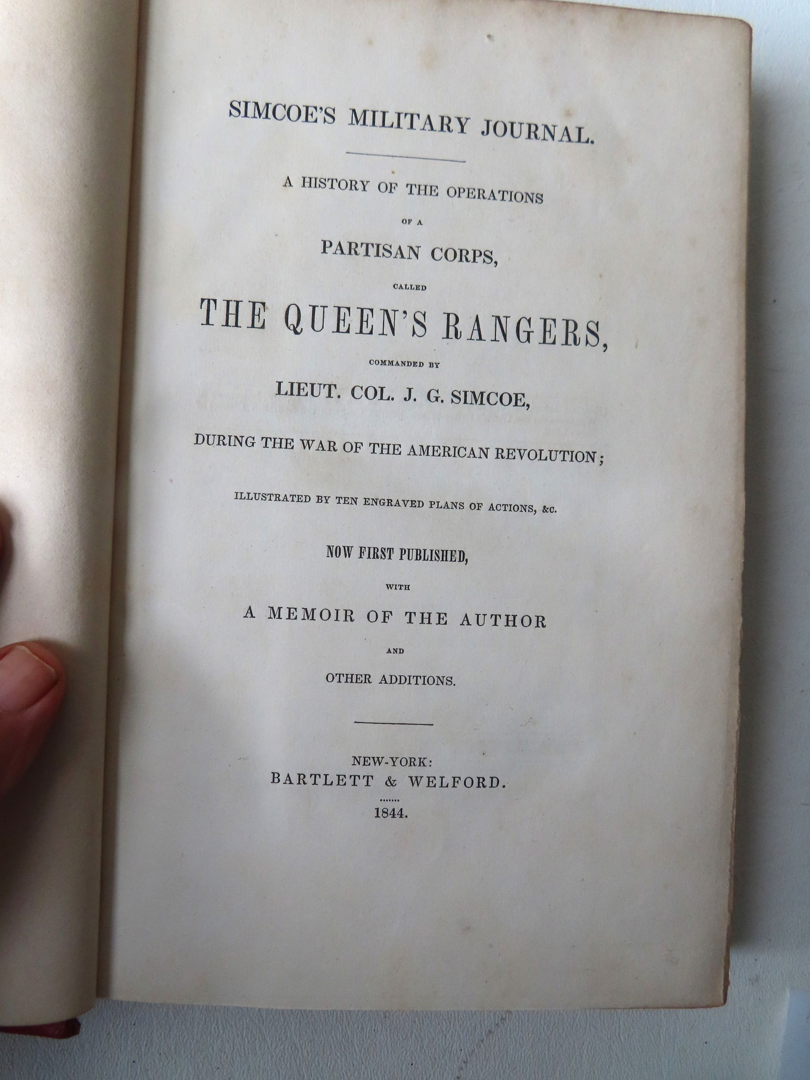 Revolutionary War book titled "Simcoe's Military Journal. A History Of The Operations Of A Partisan (1 of 7)