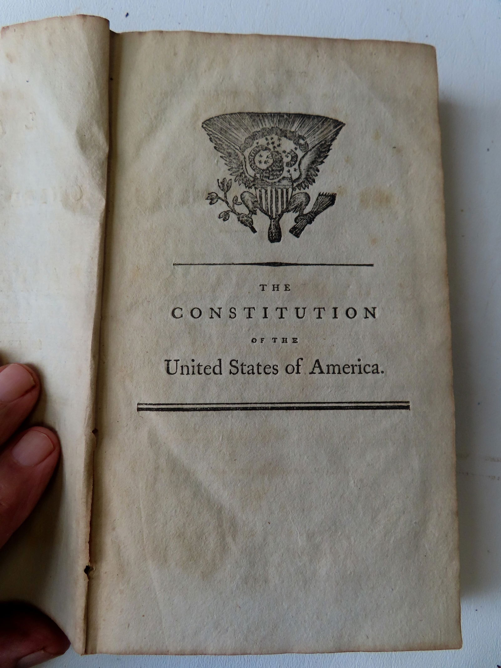 "The Laws Of The United States Of America"  (Constitution of U.S.), in 3 volumes, published in (1 of 12)