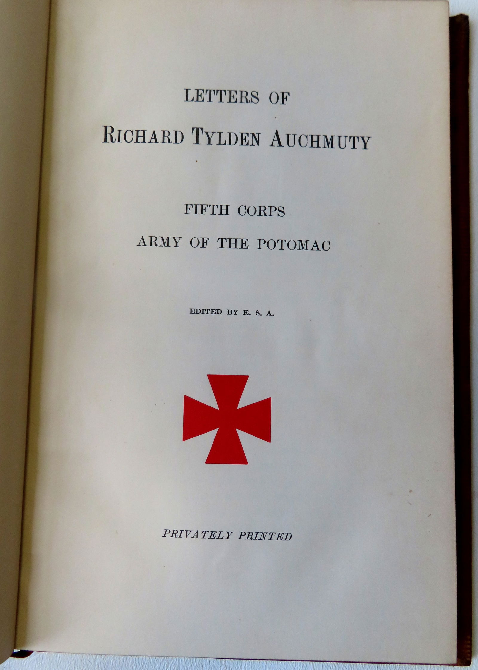 Two identical Civil War books titled "Letters Of Richard Tylden Auchmuty, Fifth Corps Army Of The (1 of 10)
