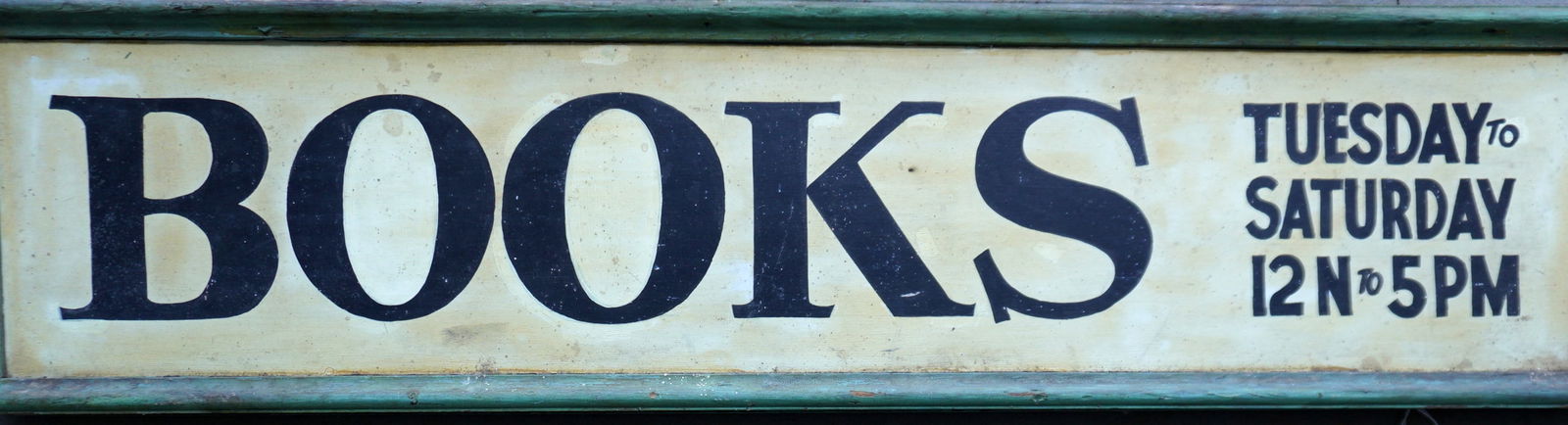 Thomas Rockwell's book store sign from Stockbridge Massachusetts, marked "BOOKS - Tuesday to (1 of 4)