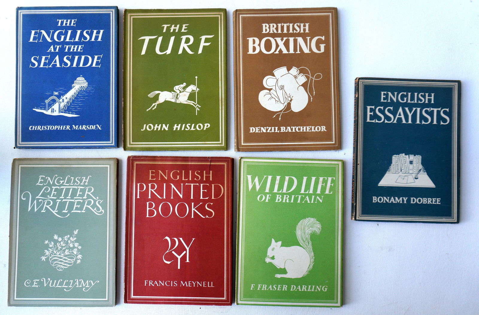 Grouping of 7 English matching books, various topics, circa 1948, all with dust jackets and in good (1 of 2)