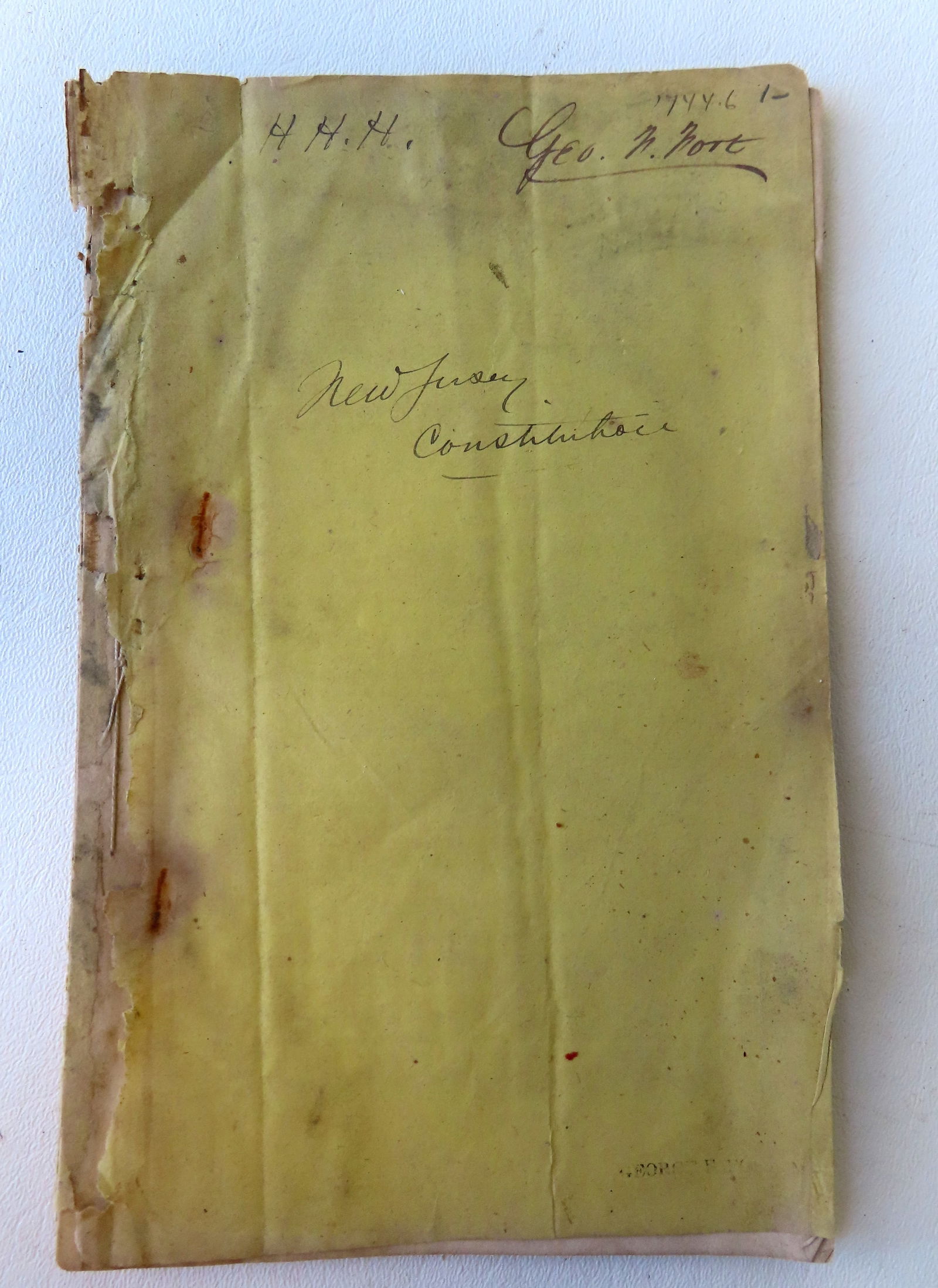 "New Jersey Constitution of 1844", permission given by Governor Daniel Haines to publish the (1 of 2)