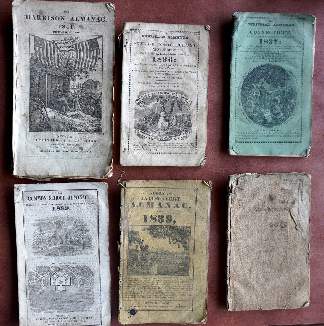 Six early Almanacs including: The Harrison Almanac 1841 with biography of Gen. Harrison, The: Six early Almanacs including: The Harrison Almanac 1841 with biography of Gen. Harrison, The Anti-Slavery Almanac for 1839, Isiah Thomas's Almanac 1803, The Christian Almanac for New York, Connecticut