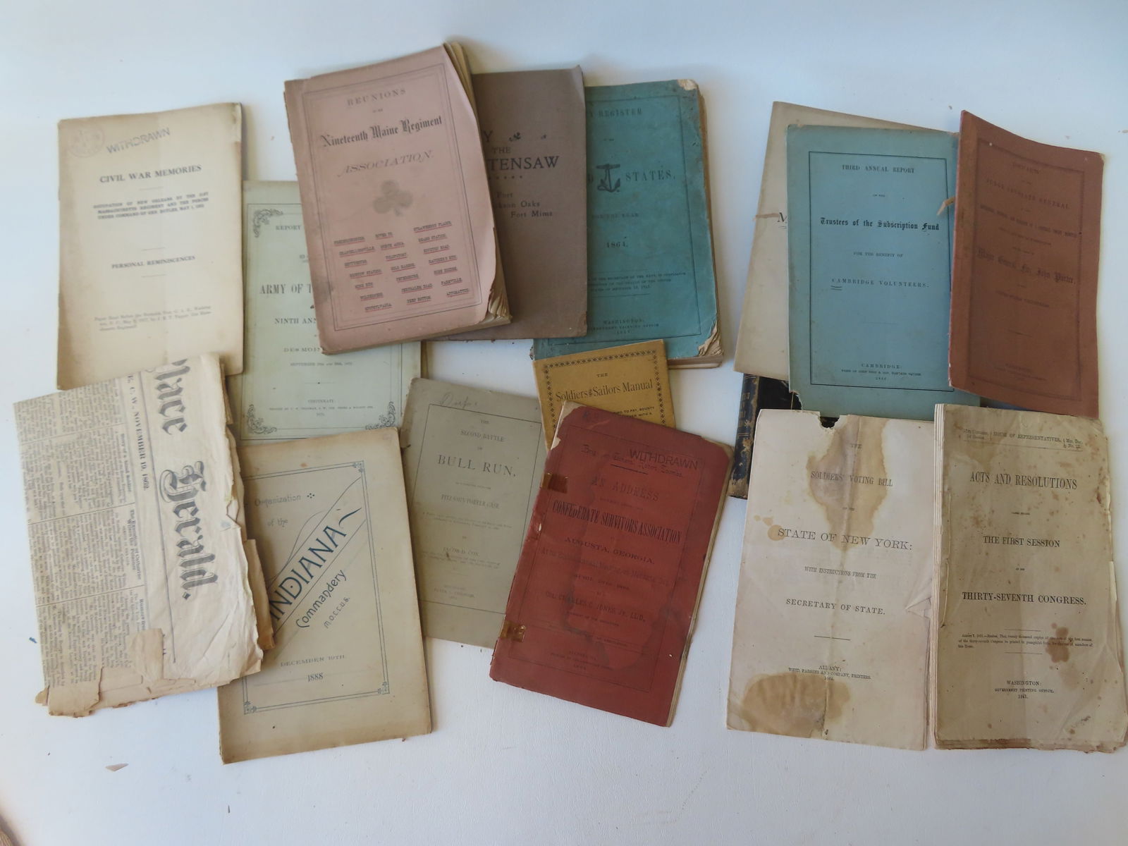 Grouping of mostly Civil War related booklets and books, 19th century, including: "The Second Battle (1 of 11)
