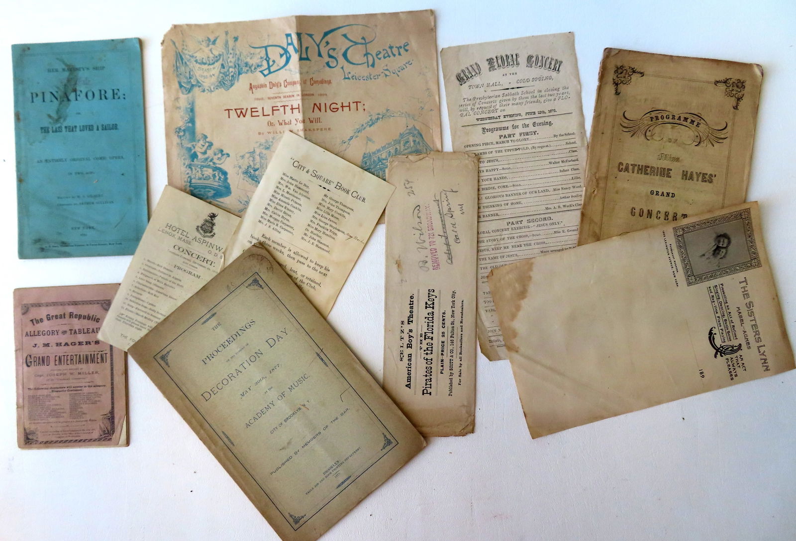 Grouping of musical related ephemera, most 19th century including: "Her Majesty's Ship Pinafore; or (1 of 5)