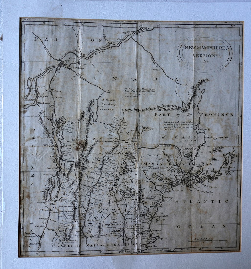 An early map of mostly New England area including "New Hampshire, Vermont, & c" (1 of 3)