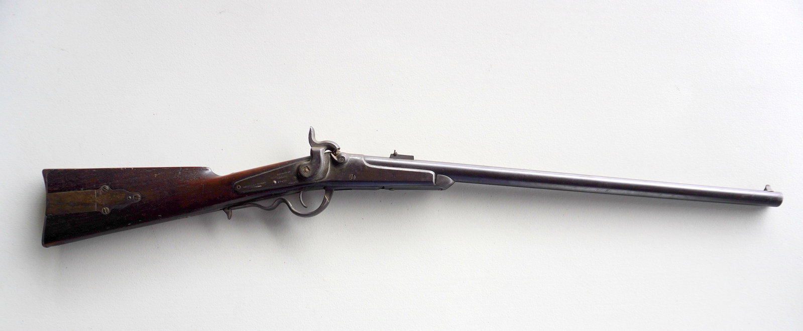An original Civil War carbine signed on lock plate "Gallager's Patent / July 17th 1860 / Manufactd: An original Civil War carbine signed on lock plate "Gallager's Patent / July 17th 1860 / Manufactd By Richardson & Overman / Philada", breech loading percussion carbine with serial number 12477. Lacki