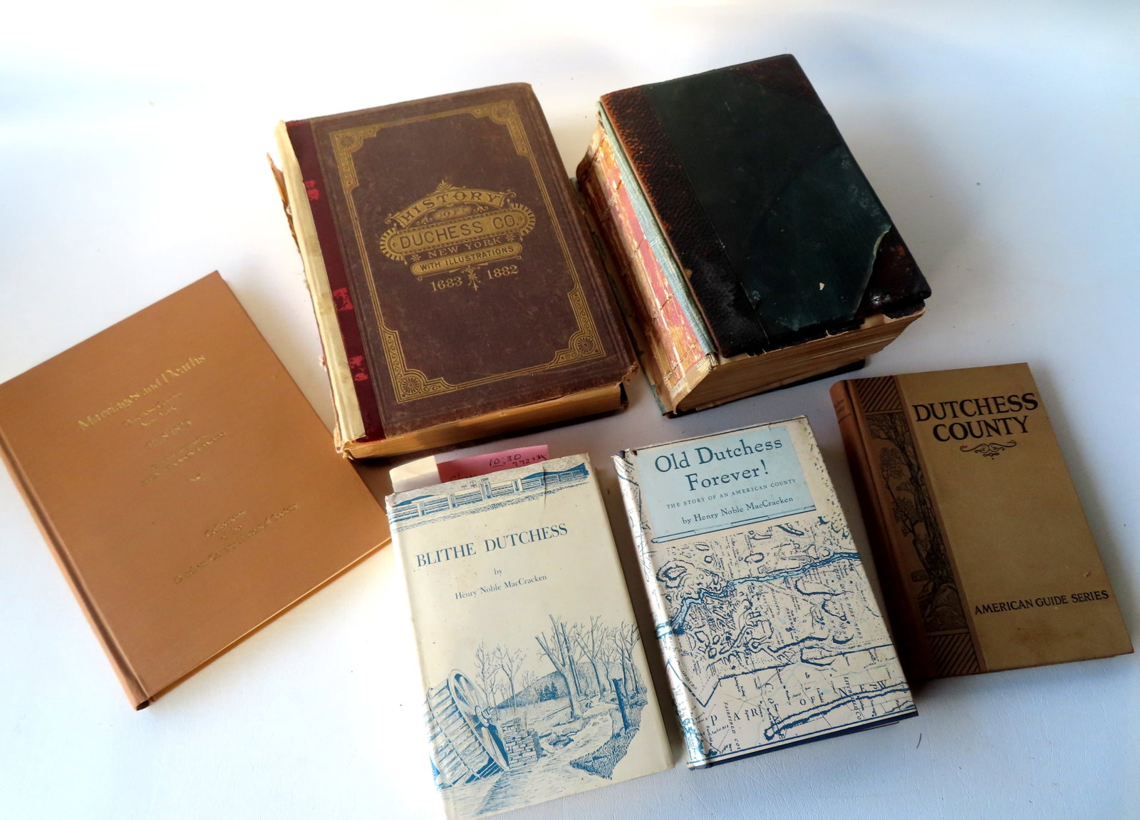 Grouping of Dutchess County NY books including: Old Dutchess Forever, author signed Henry Noble: Grouping of Dutchess County NY books including: Old Dutchess Forever, author signed Henry Noble MacCracken - first printing published in 1958 - with original dust jacket, very good condition; Blithe D