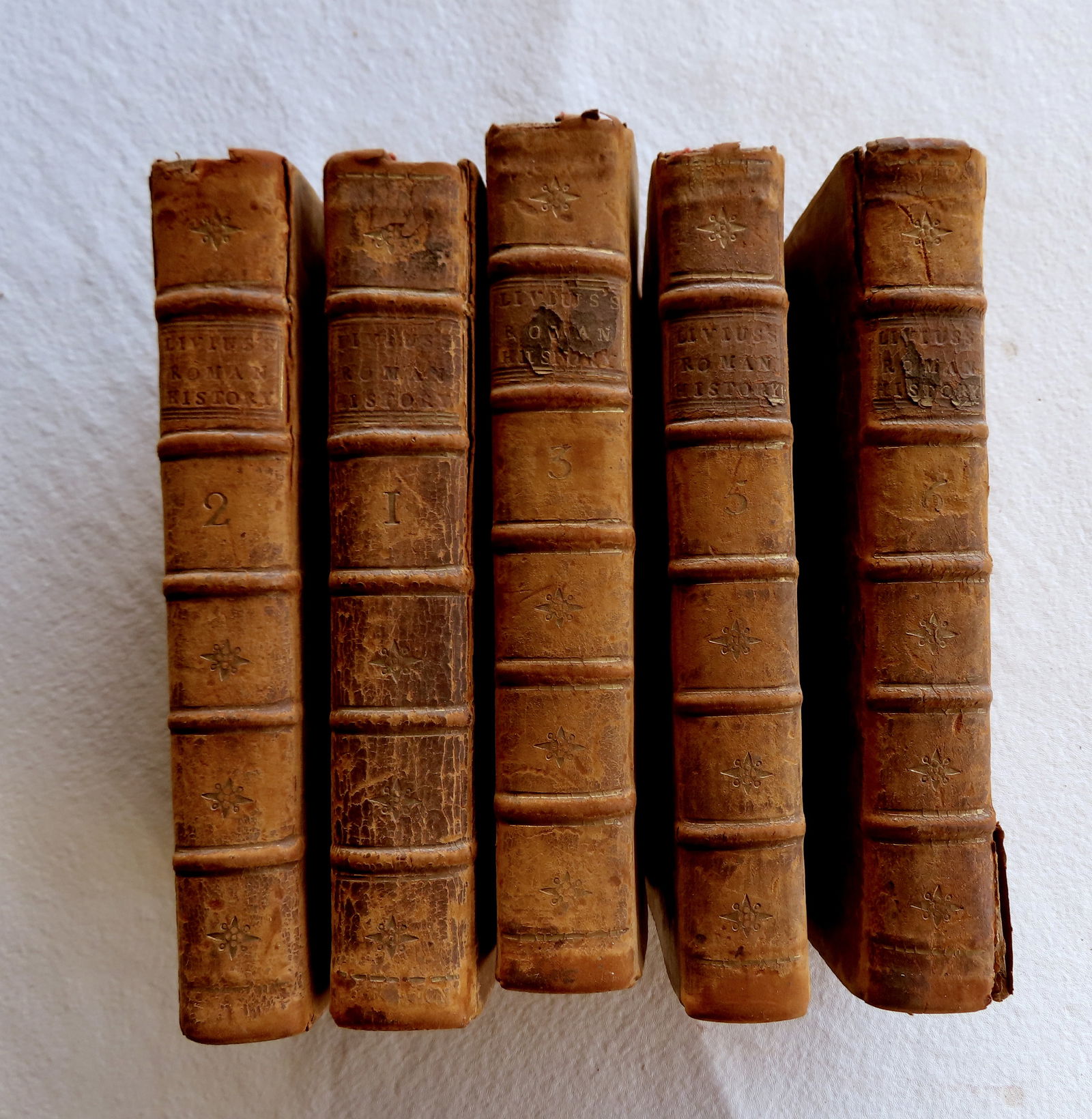 Six small 18th century maps on laid paper in original 1745 book: Six small 18th century maps on laid paper including "Africa" by Herman Moll (British, c. 1654-1732); "Turkey in Europe" by Herman Moll; "Hannibalis" not signed but likely by Moll; "Romanum Imperium" n