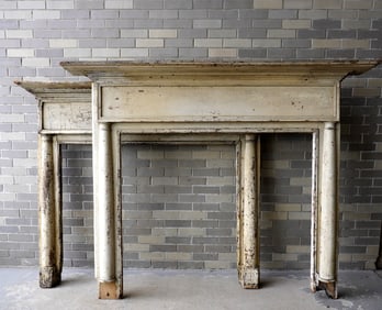 A pair of federal fireplace mantles, matching designs but slightly different sizes, early to mid