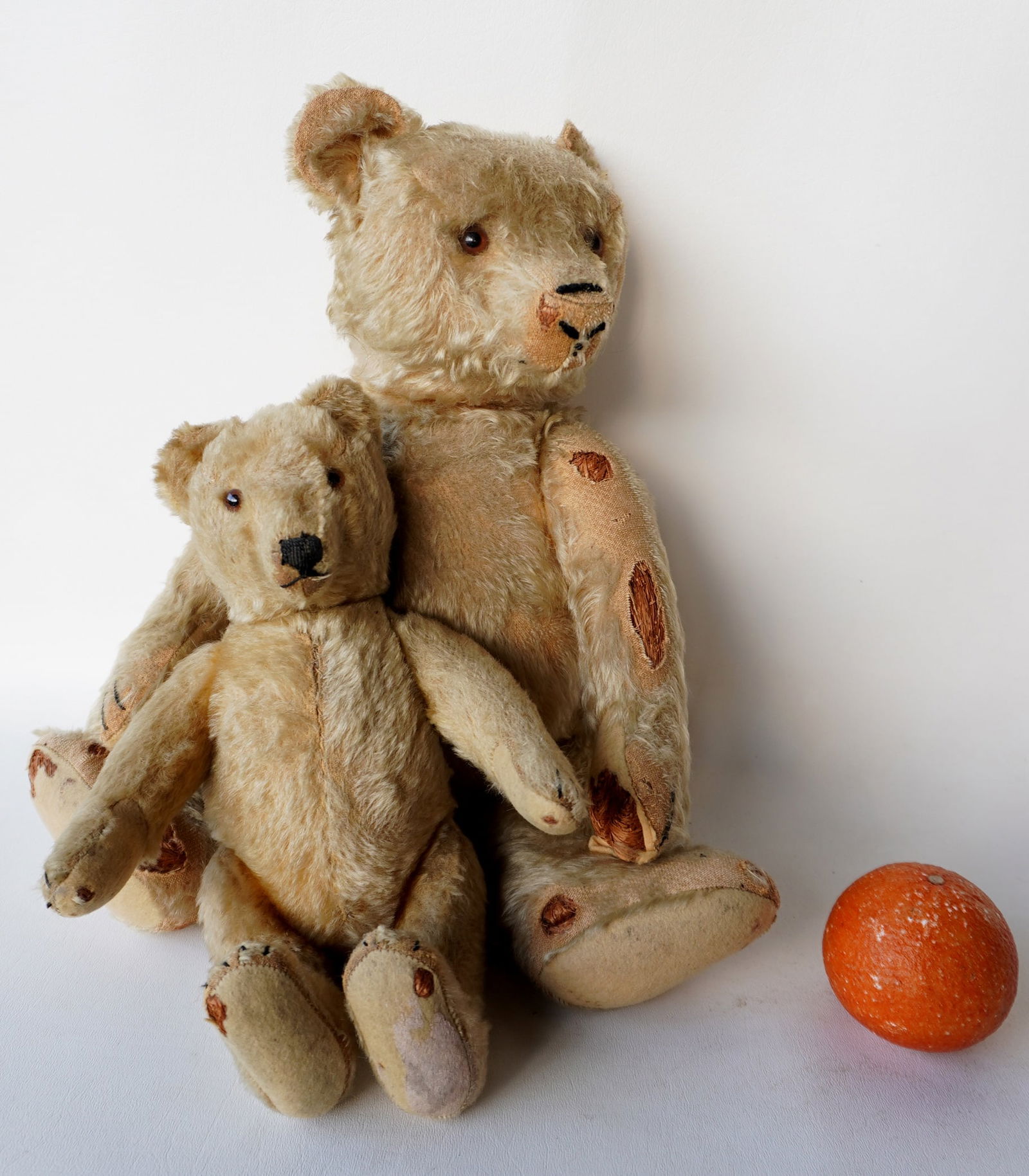 Two jointed Teddy Bears, probably Steiff but missing buttons. The first, a large mohair bear with (1 of 20)