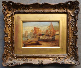 J. M. W. Turner, attributed, (1775 - 1851) was active/lived in United Kingdom. O/B Harbor scene with