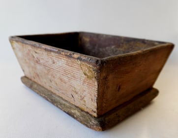 A good primitive apple box with canted sides, traces of original paint, square nail construction and