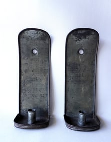 Pair of tin candle wall sconces with rolled edges around perimeter, 19th century, very good