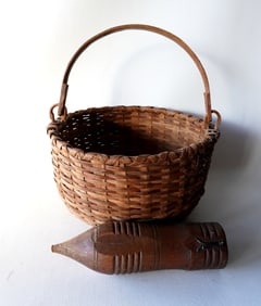 Two 19th century country collectibles including a Taghkanic swing handle basket in very good