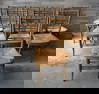 A matched set of 8 faux bamboo Sheraton DR chairs with rush seats (one seat in need of repairs),