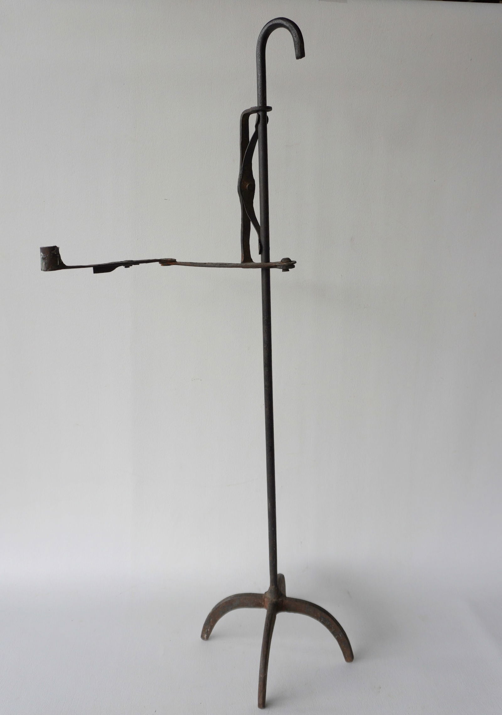 A hand forged iron floor standing candle lighting device, with adjustable height with an adjustable (1 of 13)