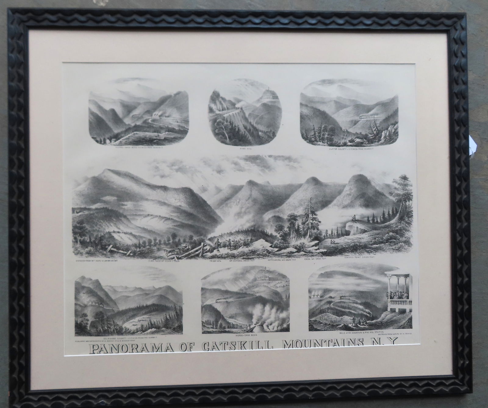 A large folio lithograph titled "Panorama Of Catskill Mountains N.Y.", and also marked "Sketched (1 of 8)