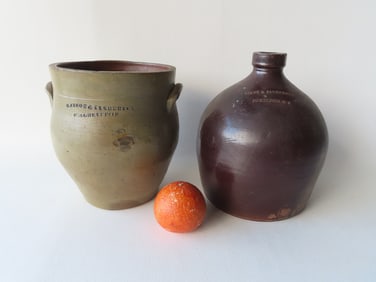 Two Poughkeepsie stoneware pieces including: "Selby & Sanderson / Po'keepsie N.Y.", 1 gallon size,