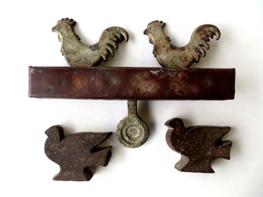 Three cast iron carnival shooting gallery targets, 2 stationary ducks and 1 mechanical with 2