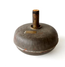 A tin "Parade Torch" with brass plaque marked "Shaler's Patent / Sept. 5 1871", very good condition