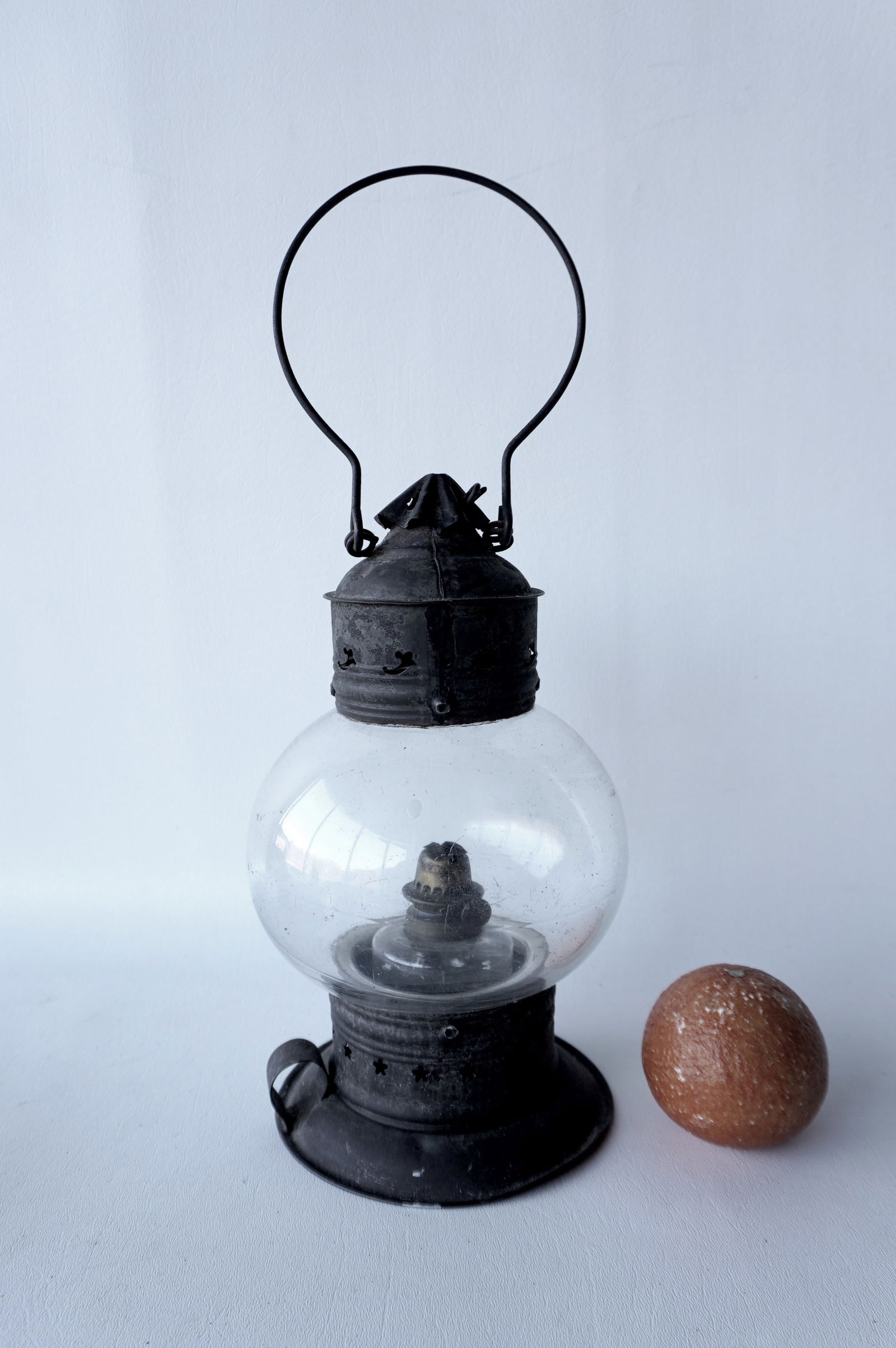 An onion lamp signed "NE Glass / Patented Oct. 24, 1854" - the interior oil lamp may be a (1 of 14)