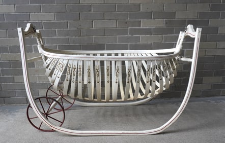 A 19th century field cradle,  stenciled signature of "Ford Johnson & Co. Manufacturers / Michigan