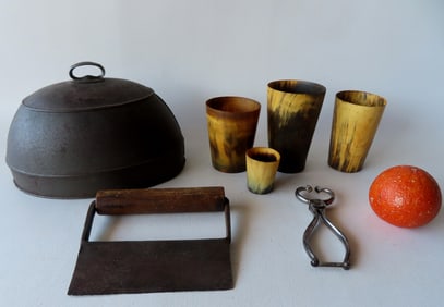 A grouping of good country items including: A pair of polished steel sugar cutters, 19th century - 5