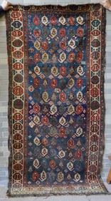 Oriental entrance hall rug, all hand knotted, 19th century. Small losses to fringe area, some use