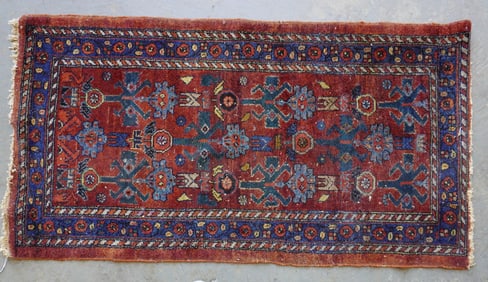 Oriental scatter rug, early 20th century. Some use wear, small loss in fringe area else good