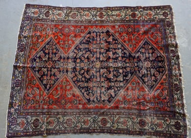 Large oriental scatter rug, hand knotted, low pile, late 19th to early 20th century, Some use wear